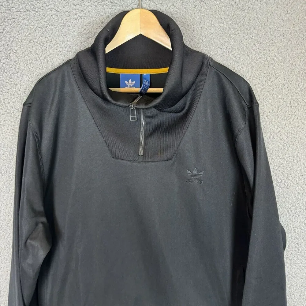 ADIDAS‎ Jacket Mens XL Black Shadow Tones 1/2 Zip Casual Pullover Track Top